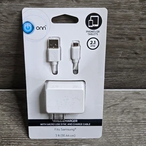 New Onn Sync And Charge Cable, With USB To MICRO-USB Connectors 3 Feet New White - Picture 1 of 3