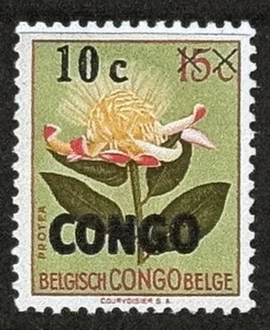 Congo (Kinshasa), 1960, surchargeo n Belgian Congo 297, Protea.  SG 361, mh - Picture 1 of 1