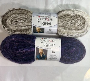 Red Heart Boutique Filigree Yarn 2 Skein Lot 313 TOASTED & 373 IMPERIAL - Picture 1 of 5