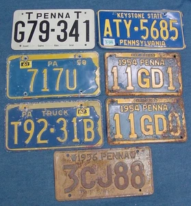 LOT PENNSYLVANIA NUMMERNSCHILD PA 1954 PAPIER TEMP & SEQUENTIELL 1936 61 67 LKW - Bild 1 von 9
