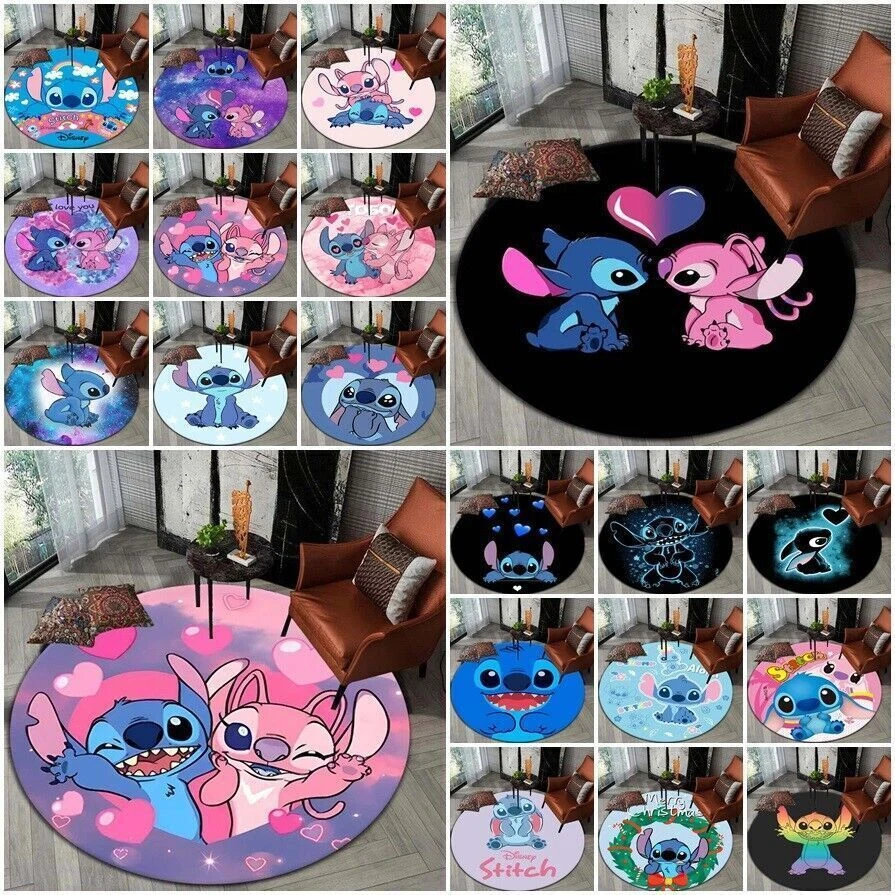 3D Kinder Lilo Stitch Runde Boden matte Jungen Mädchen Schlafzimmer Teppichs - Bild 1 von 4