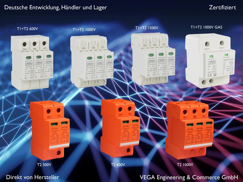 Überspannungsschutz Blitzschutz PV  / 500 600 1000V DC / 2&3 Polig /Typ2 /Typ1+2 - Bild 1 von 4