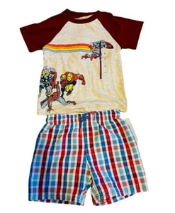 Toddler Boys Marvel Short Sleeve Raglan Graphic Tee and checkered shorts,Set 3T - Picture 1 of 5