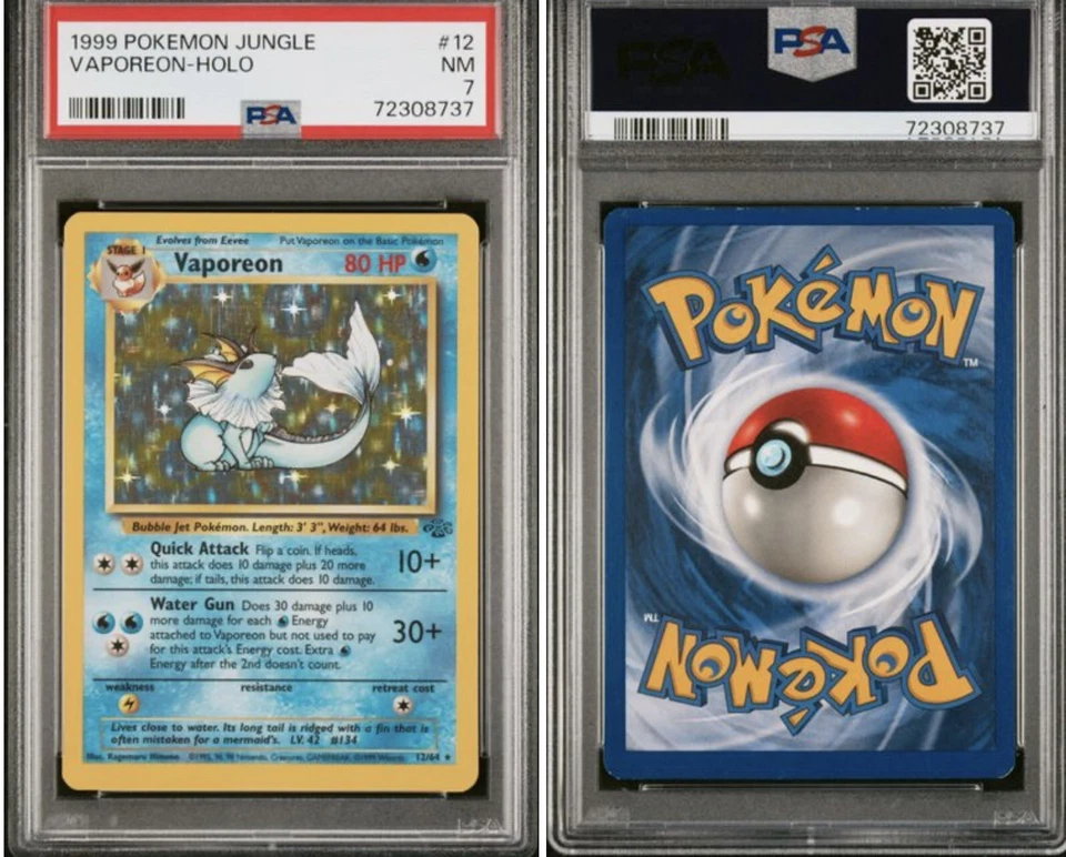Pokémon TCG Vaporeon Jungle 12/64 Holo Unlimited Holo Rare PSA 7 - Image 1 of 1