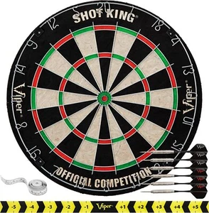 Viper Dartboard Shot King Sisal Dartboard Round Wire System + 6 Steel Tip Darts - Picture 1 of 5