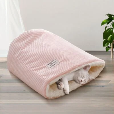Thickened Cat Sleeping Bag Cartoon Cat Cushion Cat Bed Cat Nest Fleece Winter AU - Image 1 of 4