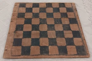 Primitive Antique Chess Checkers Game Board Crate Lid Homemade Rural Retreat VA - Picture 1 of 6