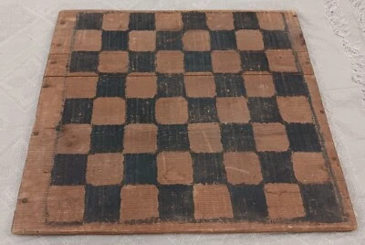 Primitivo Antiguo Ajedrez Damas Tablero de Juego Caja Tapa Casero Rural Retiro VA Foto 1 de 4