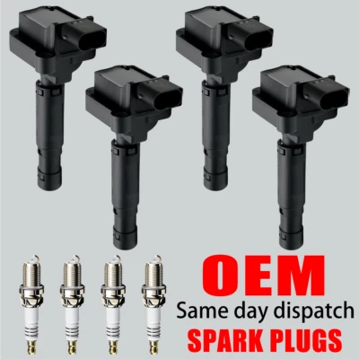 4x Bobina de encendido OEM y 4x Bujías de iridio para Mercedes-Benz C230 1.8L UF555 Foto 1 de 4