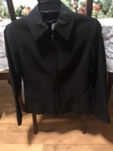 Etcetera black long sleeve stretch zip front lined suit jacket coat 6 Chest 36 - Picture 1 of 5