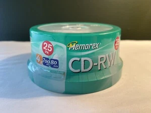 New Memorex 25 Pack CD-RW 4X 700MB 80min BLANK CDs Rewritable & Reinscriptible - Picture 1 of 4