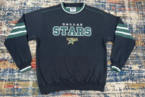 Vtg 90s Dallas Stars NHL Embroidered Black Green Sweatshirt Logo Mens Sz Medium Cover