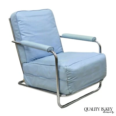 Sillón azul vintage Gilbert Rohde para sombrilla Troy Art Deco Foto 1 de 4