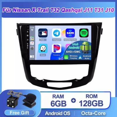 6G+128G Android 14 Autoradio Für Nissan X-Trail T32 Qashqai J11 T31 J10 Car Play - Bild 1 von 4