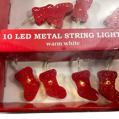 10 LED Metal Christmas Stocking String Lights New - Image 1 of 4