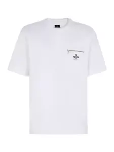 FENDI $950 White Cotton T-shirt New & Authentic - Picture 1 of 2