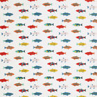 iLiv Mr Fish Poppy Vintage Look Curtain Craft Upholstery Designer Cotton Fabric