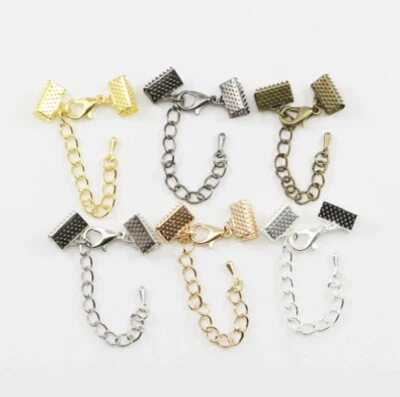 Crimp End Tail Chain Lobster Clasps Connector Findings Bracelet Necklace Cord UK - Image 1 of 4