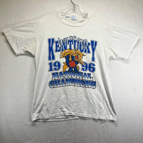 Vintage 1996 Kentucky Wildcats NCAA National Champs T-Shirt Size L Single Stitch Cover