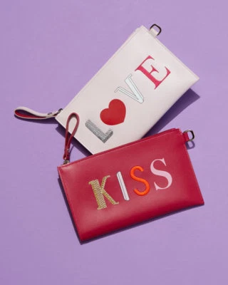 NUEVO LONGCHAMP Edición Limitada Kiss & LOVE Cuero Bolso de Mano POLVO ROSA AUTÉNTICO Foto 1 de 4