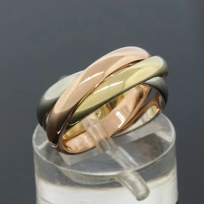 Anillo de boda vintage Cartier Trinity Rolling Band talla 2,5 - oro tricolor de 18 quilates Foto 1 de 4