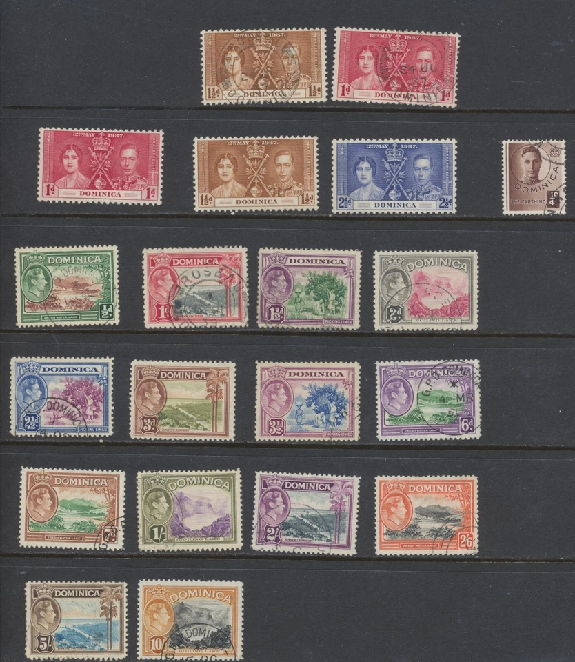 Estampillas de Dominica: 1937-1940: SG96/109; CV £76,75 Foto 1 de 4