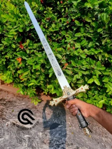 Medieval Sword , Handmde Stainless Steel Sword , Viking Sword , With Leather Cov - Picture 1 of 5