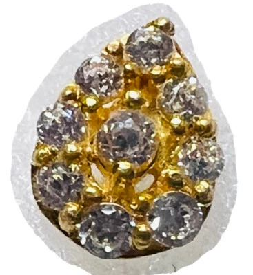 Lágrima CRISTALES BOHO 22 kt oro nariz anillo pasador India calibre 16-EE. UU. #ZR Foto 1 de 4