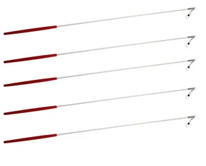 5 Gymnastic batons 19 inch White Rod Red Handle - No Ribbons - Picture 1 of 1