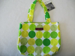 CUTE Bungalow 360 Mod Green and Yellow Small Reversible Tote Bag NEW! 10.5 x 10 - Picture 1 of 4