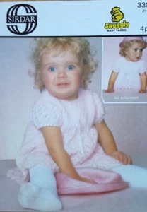 Vintage Knitting Pattern**Babies Lacy Dress**Chest 21-23" SIRDAR 3305**4-ply - Picture 1 of 1