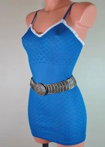 Vintage steampunk chic goth fashion brass/black tone metal elasticated belt S/M - Picture 1 of 12