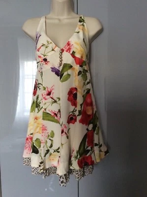 Para mujer Roberto Cavalli crema flor animal estampado seda vestido talla 42 Foto 1 de 4