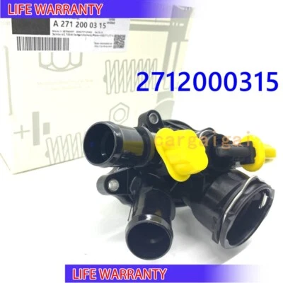 2712000315 Mercedes Benz C250 SLK250 Thermostat with Housing &Seals 103 deg. C Foto 1 de 4