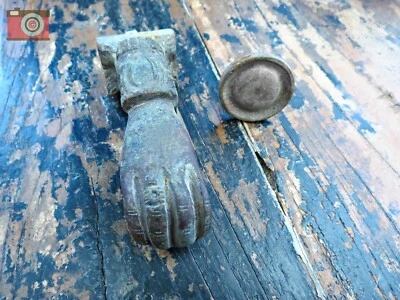 HAND AND BALL DOOR KNOCKER. Distressed. Traditional Vintage Antique Style. - Image 1 of 4
