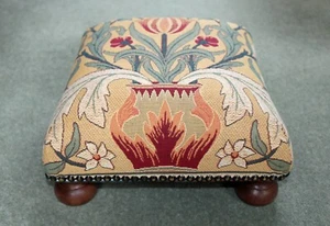 Hines of Oxford William Morris Flowerpot Tapestry Footstool - Made in England - Picture 1 of 5