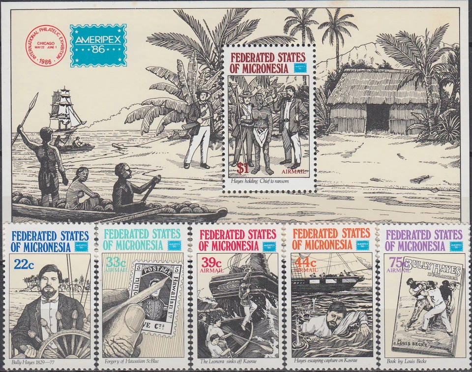 Micronesia Set & S/S Ameripex '86 MNH-14 Euro - Image 1 of 1