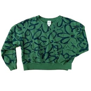 Maeve Anthropologie grün blau Blumen Crop Pullover Sweatshirt Größe Small - Bild 1 von 7