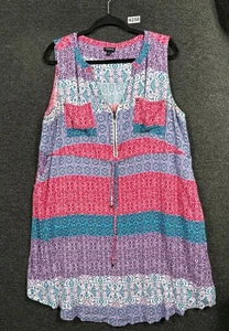 Torrid Mini strukturiertes Shirtkleid Damen 0 (12) Reißverschluss vorne Taille zum Binden ärmellos - Bild 1 von 7