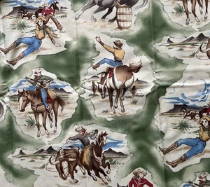 David Textiles Beth Ann Bruske Cowboy Cowgirl Rodeo Cotton Fabric 1 2/3 Yards - Picture 1 of 8