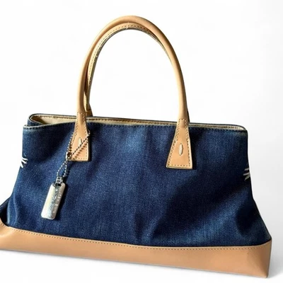 Y2K Vintage Hiphop Chic Denim Trapezoid  urban cowgirl small handbag with silver - Image 1 of 4