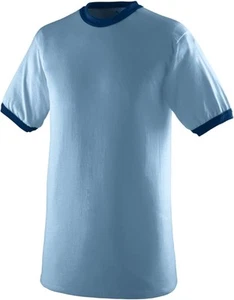 Augusta Sportswear Men's Ringer tee Shirt Medium, Light Blue/Navy - Picture 1 of 7
