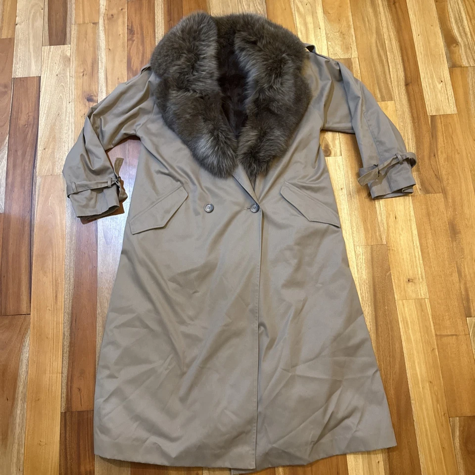 Gabardina vintage de piel de zorro/conejo azul noruego SAKS FIVE AVENUE para mujer talla 10 Foto 1 de 4