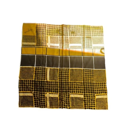 Vtg Schiaparelli Scarf 100% Wool Japan 28" Yellow Geometric - some holes  - Image 1 of 4