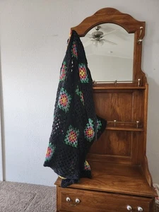 Antique Granny Square Crochet Primitive Throw - Picture 1 of 14