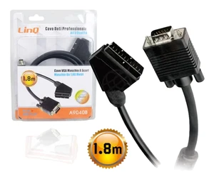 Cavo Video Da Vga 15 poli Maschio A Scart Maschio Da 1,8m 1.8 Metri Linq - Foto 1 di 3