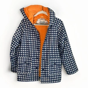 Impermeable Pottery Barn Hatley Niños Azul Guinga Naranja Forrado Talla 7 - Imagen 1 de 9