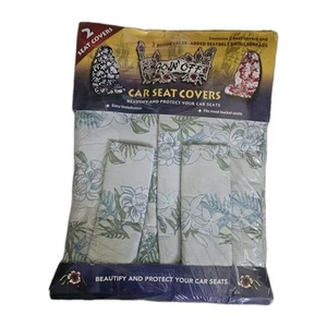 Vintage Hawaiian Print Seat Covers By Goin Off 2 Bucket Seats - Foto 1 di 4