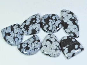 Lote de 07 piezas de piedras preciosas sueltas cabujón de fantasía obsidiana copo de nieve natural 145 quilates D684 - Imagen 1 de 9