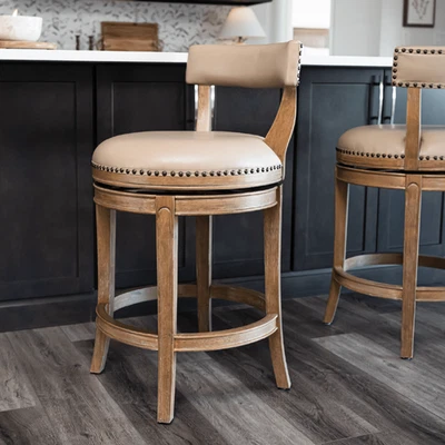 Maven Lane Open Box 26" Alexander Swivel Counter Stool in Weathered Oak Finish w - Image 1 of 4